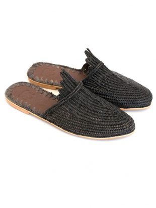 raffia mules black