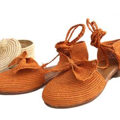 women flat raffia shoes