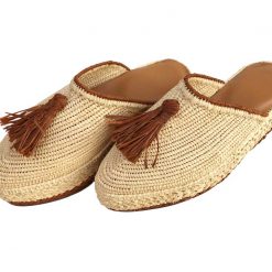 moroccan raffia mules wedge