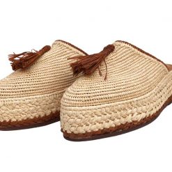 moroccan raffia mules wedge