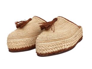 moroccan raffia mules wedge