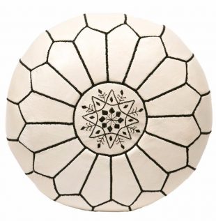 white leather pouf