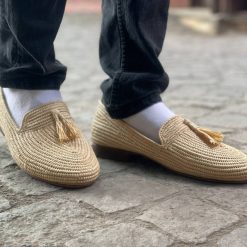Natural Raffia loafers for men
